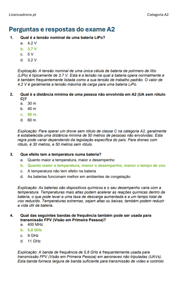 Exame de Drone A2 Portugal – 500+ Perguntas Oficiais ANAC com Respostas Detalhadas, Acesso Imediato e Garantia de Aprovação - Image 5