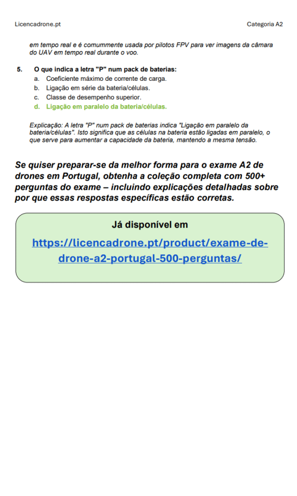Exame de Drone A2 Portugal – 500+ Perguntas Oficiais ANAC com Respostas Detalhadas, Acesso Imediato e Garantia de Aprovação - Image 6