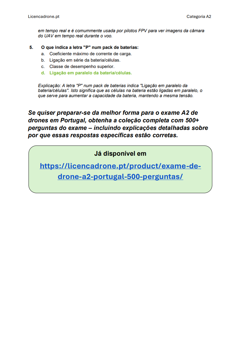 Exame de Drone A2 Portugal – 500+ Perguntas Oficiais ANAC com Respostas Detalhadas, Acesso Imediato e Garantia de Aprovação - Image 6